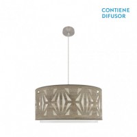 Distribuidor - Lâmpadas Diversas | Colgantes Moderno | COLGANTE KATERINA 3XE27 NIQUEL/MADERA GRIS REGX60X60 CM Ref: 177996083